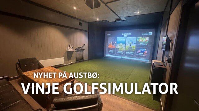 Golfsimulator-nyhet på Austbø, Vinje golfsimulator med realisme i moderne rom.
