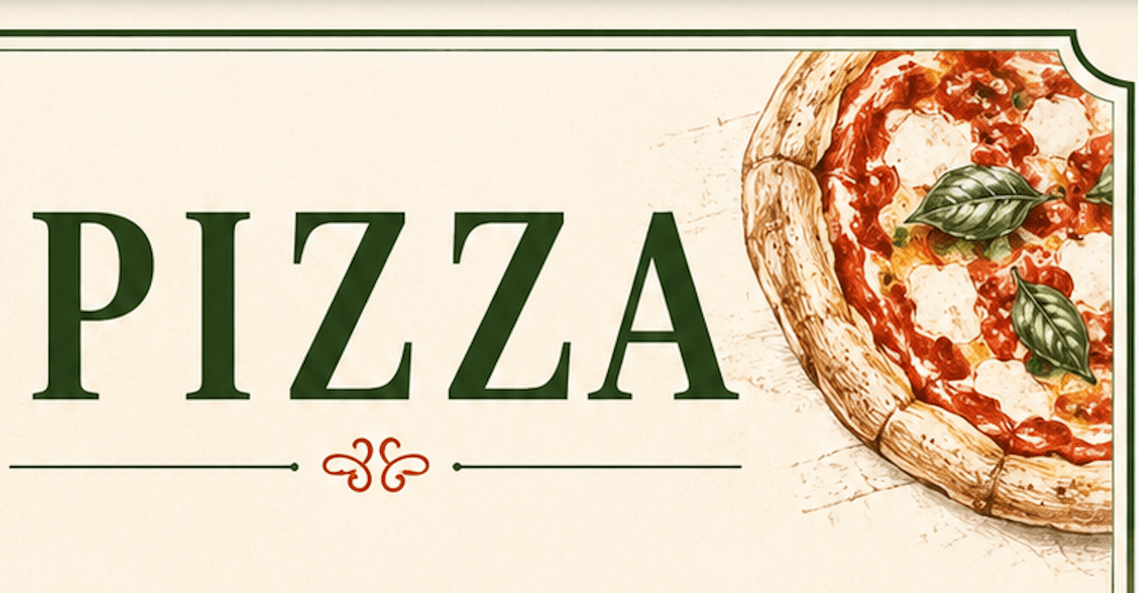 Klassisk pizza med friske ingredienser, inkludert fyldig saus og basilikum på en sprø bunn.