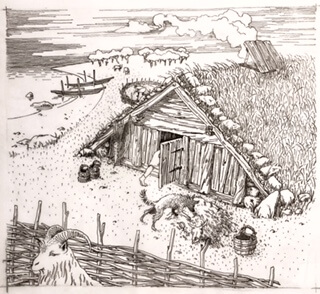 Teikning av vikinghus