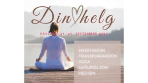Alt-tekst: En kvinne mediterer ved en innsjø i Rauland, omgitt av natur på en helg for meditasjon og yoga.